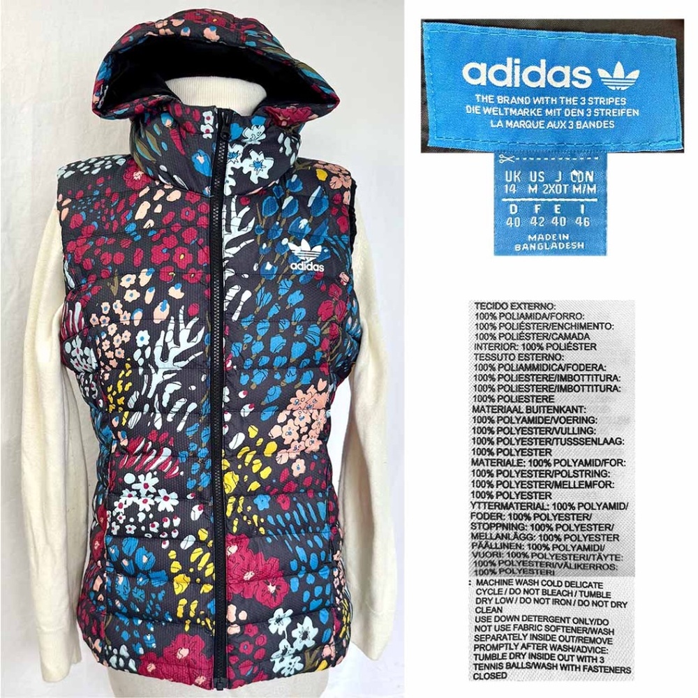 Adidas Originals Women's Medium Slim Jacket AOP "Corsages" Hood Floral EUC